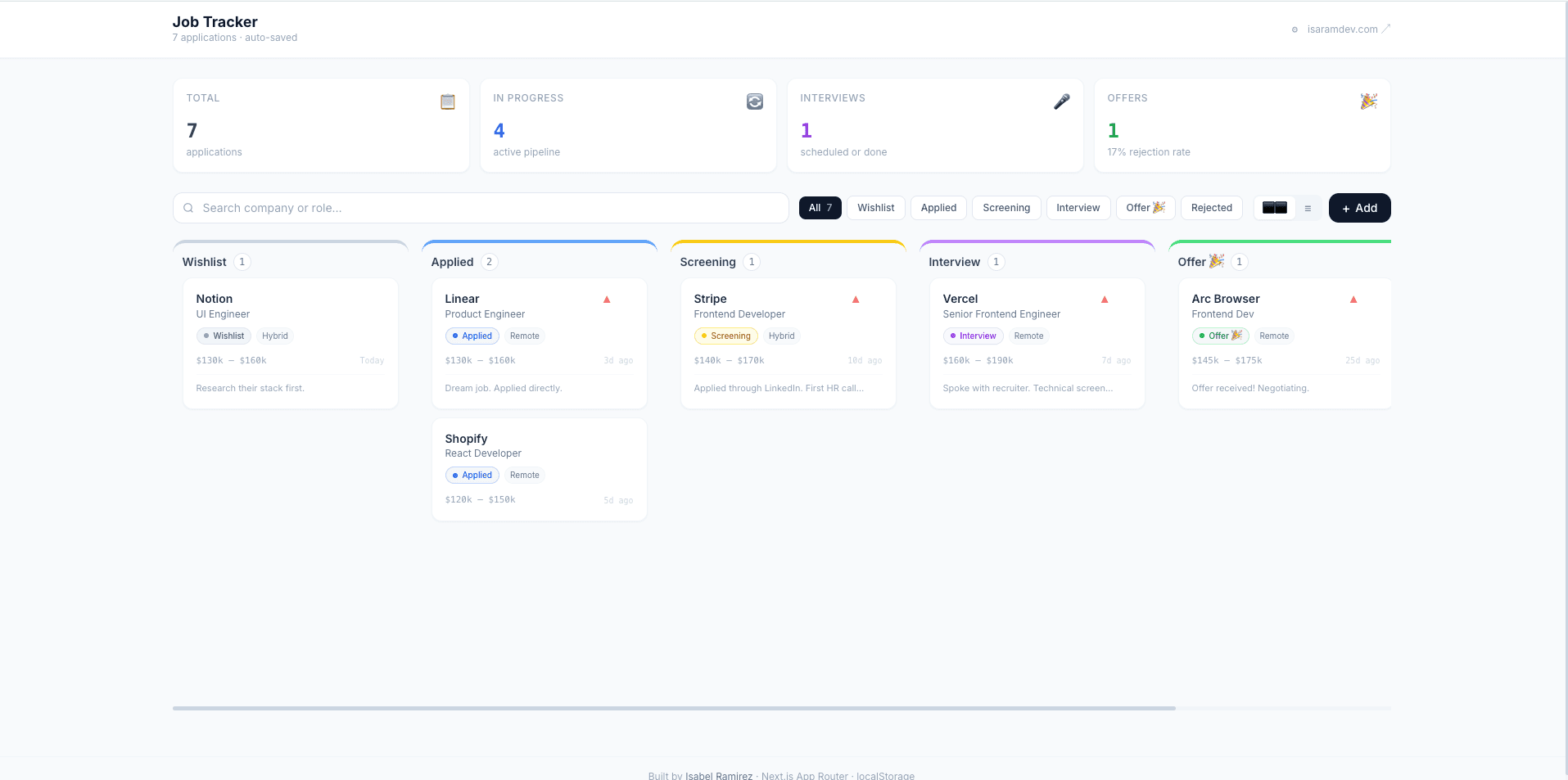 Job Tracker portfolio